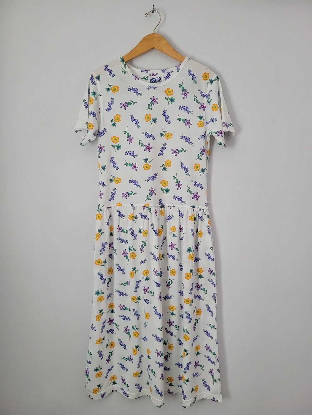 Vintage Laura Tyler Floral Cotton Blend Maxi Dress Fit Flare Sz Medium